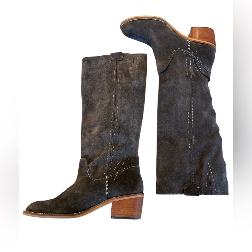 Dolce Vita Garnett Western Inspired Suede Tall Boots, Charcoal Gray, Siz… - Picture 4 of 14